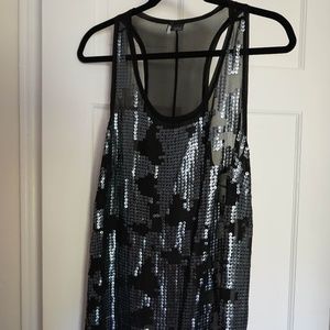 Sheer sequin tank top